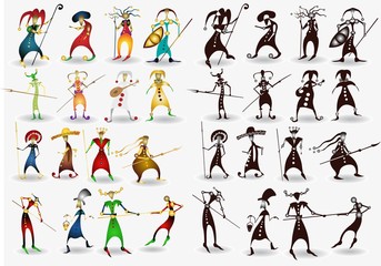 big set of abstract silhouettes of fictional mans