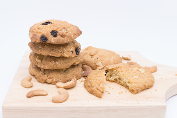 Oatmeal cookies on white background