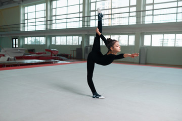 Fototapeta na wymiar gymnast performs a balance with split.