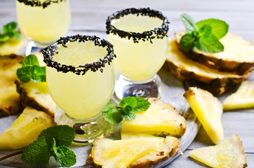 Pineapple cocktail with pulp