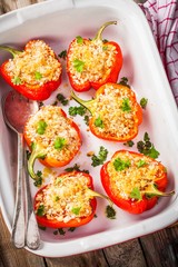 stuffed paprika with breadcrumbs and parsley
