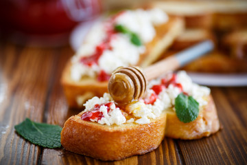  fried in batter toast with cream cheese and jam