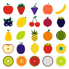 Fruits flat icons