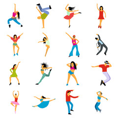 Dances flat icons set