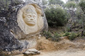 Sculptures carved on sandstones