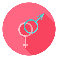 Gender Sex Sign Circle Icon with long Shadow