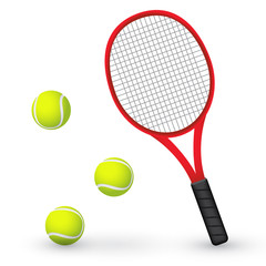 Tennis Racket And Balls : Vector Illustration