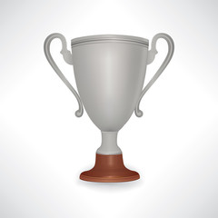 Winner cup. Trophies with laurel wreath and copy space. Golden a