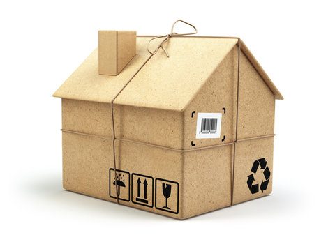 Moving House. Real Estate Market. Delivery Concept. Cardboard Bo