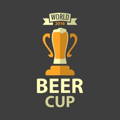 Beer cup. Vector flat illustration for icon, emblem, logo, web, info graphic.