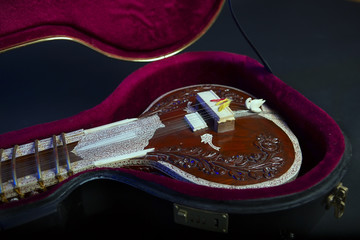 Sitar, a String Traditional Indian Musical Instrument