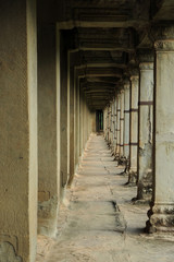 Row of Stone Pillar at Angkor Wat Siem Reap Province, Cambodia