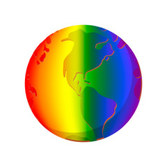 Rainbow planet cartoon icon