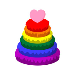 Rainbow pyramid with heart cartoon icon
