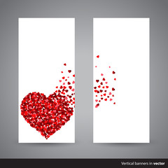 Two vertical Valentine banners, back and front side