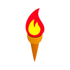 Burning torch isometric 3d icon