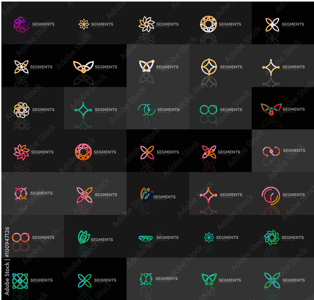 Poster Abstract company logo vector collection. Set of thin line design abstract logotypes. Universal branding concepts