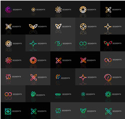 Abstract company logo vector collection. Set of thin line design abstract logotypes. Universal branding concepts