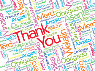 Fototapeta premium Thank You Word Cloud concept background in many languages