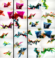 Set of triangle design geometric abstract backgrounds, origami style