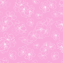 Seamless pattern of cherry blossoms