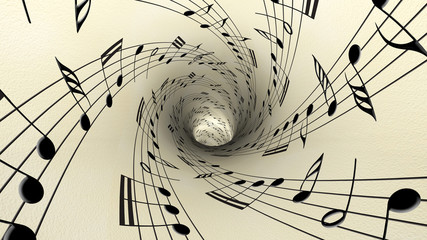 Musical notes on old vintage paper
