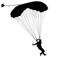 Skydiver, silhouettes parachuting vector illustration