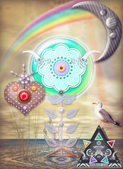 Fairytales  flower with moon and rainbow © Rosario Rizzo