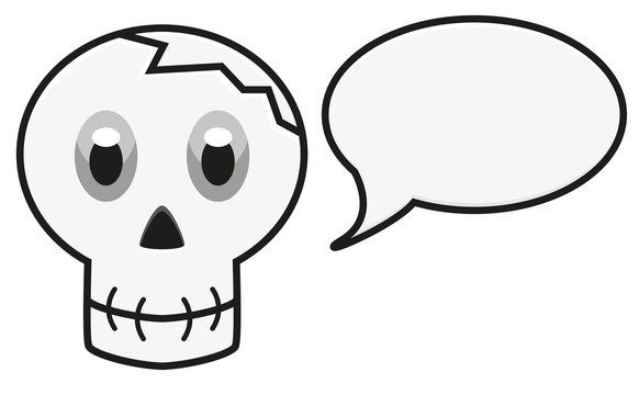 Isolated illustration of skull with speech bubble