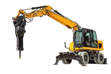 Backhoe loader or bulldozer - excavator with clipping path isola