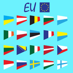 Europe countries state national flags vector set, European Unian