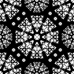 stock vector seamless orient floral pattern, black and white