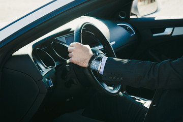 elegant man in his car