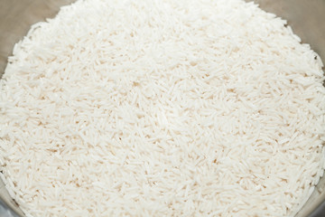 Closeup of dry basmati rice with selective focus