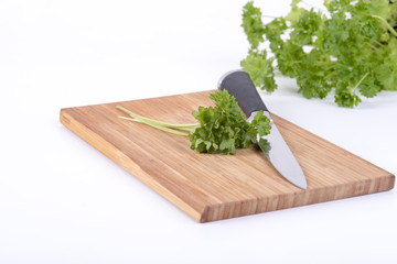 parsley on a chopping board cookery