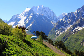 Fototapeta na wymiar UFO in Caucasus mountains Dombai