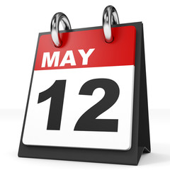 Calendar on white background. 12 May.