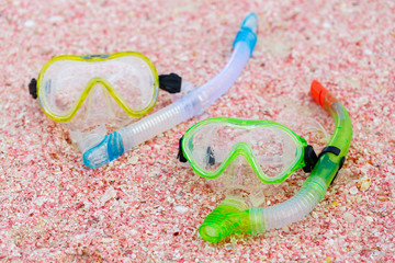 Snorkeling equipment on beach