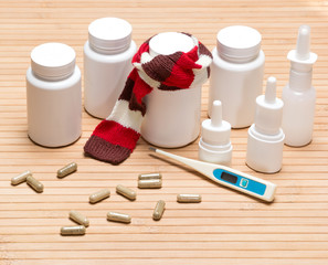 Set of various cold remedies