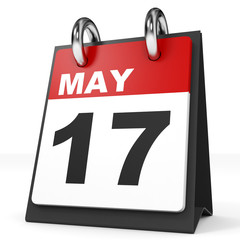 Calendar on white background. 17 May.