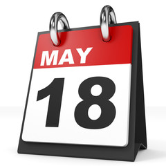 Calendar on white background. 18 May.