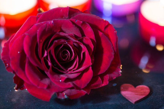 Rose mit Herz zum Valentinstag