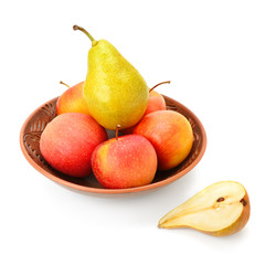 apples and pears isolated on white background