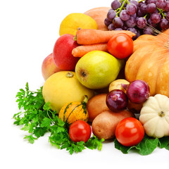 fruits and vegetables isolated on a white background