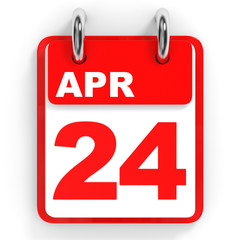 Calendar on white background. 24 April.