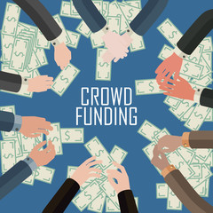 conceptual illustration of crowd funding idea or money game