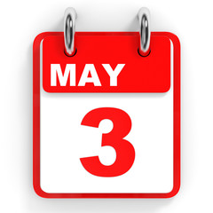 Fototapeta premium Calendar on white background. 3 May.