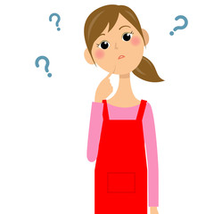 エプロン姿の女性(上半身)　疑問
