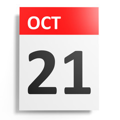 Calendar on white background. 21 October.