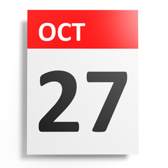 Calendar on white background. 27 October.